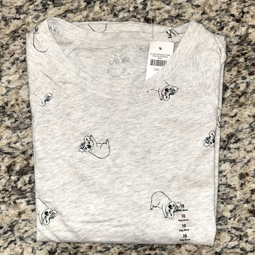 Justice Heather Koala Gray Long Sleeve Tee girls size 10 brand new with tags